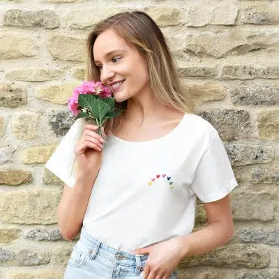 Alternative view of Multicoloured Hearts Ladies T-Shirt