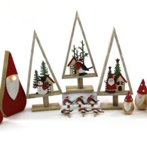 Small Wooden Santa with LED Nose
