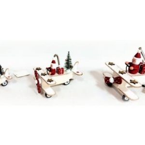 Small Plane / Santa on Spring Hanger-White