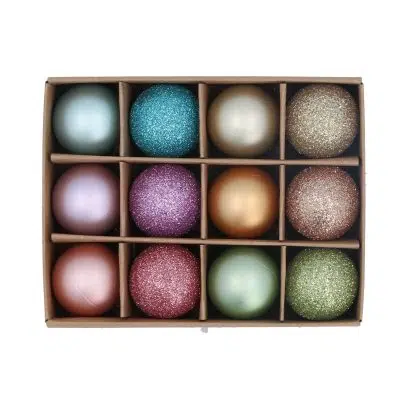 Gisela Graham Box/12 Acrylic Bauble  - Pastel Mini