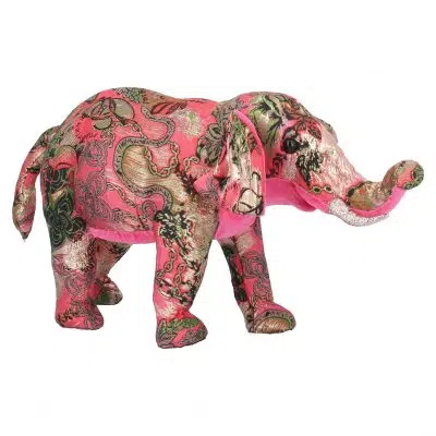 Gisela Graham Fabric Orn 21cm - Pink Embroidered Elephant