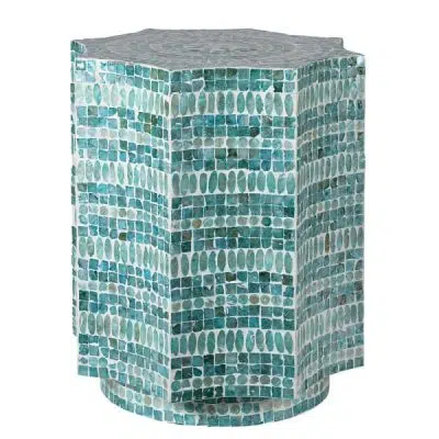 Turquoise Capiz Stool/Side Table