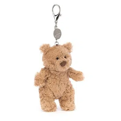 Jellycat Bartholomew Bear Bag Charm BAR4BC small brown near on silver coloured metal charm with clip