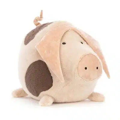 Jellycat Higgledy Piggledy Old Spot Huge HIG2PS peachy and brown pig with curly tail and little legs