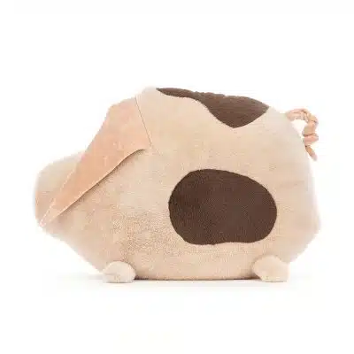 Jellycat Higgledy Piggledy Old Spot Really Big HIG1PS peachy and brown pig with curly tail and little legs side view