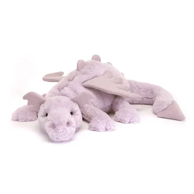 Jellycat Lavender Dragon Huge LAV1DD lilac fur dragon with sparkly wings and tail
