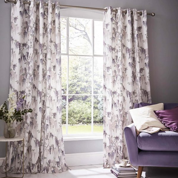Wisteria Garden Pale Iris Curtains