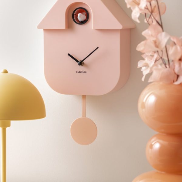 Karlsson Wall Clock Modern Cuckoo Soft Pink