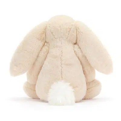 Jellycat Bashful Luxe Willow Bunny Medium back view showing white tail
