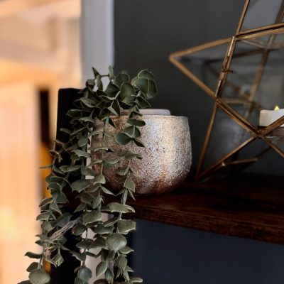Medium Glass Distressed Copper Gold Effect Candle Holder or pot cover