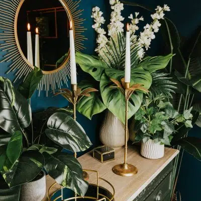 Gold Palm Tree shaped Candle Holder 41 cm Tall