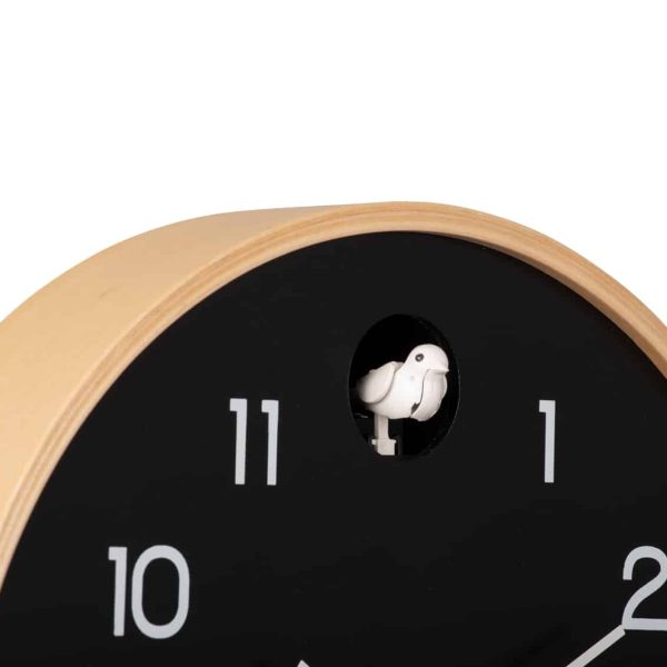 Karlsson Wall clock natural Cuckoo birch Black