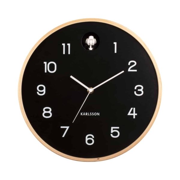 Karlsson Wall clock natural Cuckoo birch Black