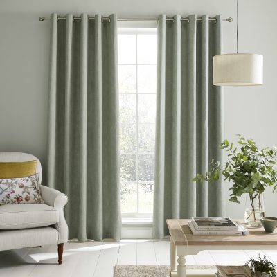 Laura Ashley Alnwick Sage Readymade Eyelet Curtains