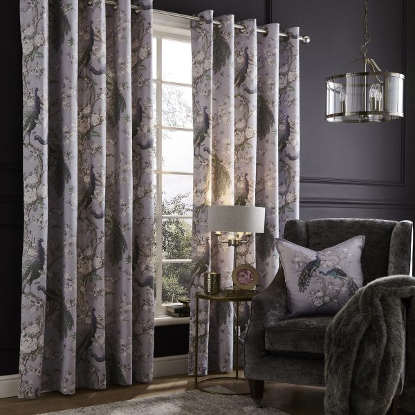 Laura Ashley Belvedere Pale Iris Readymade Eyelet Curtains