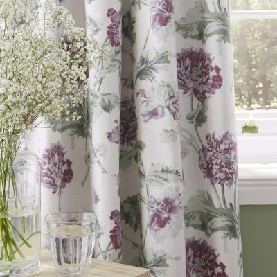 Laura Ashley Hepworth Grape Blackout Readymade Curtains close up