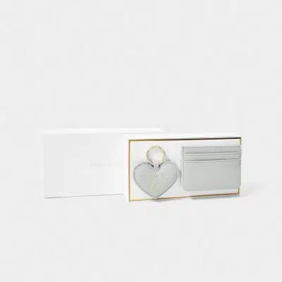 klb3064 Katie Loxton Heart Keyring & Card Holder Set 'Choose To Shine' in Cool Grey