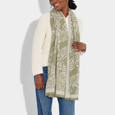 kls512 Katie Loxton Animal Printed Blanket Scarf in Warm Khaki
