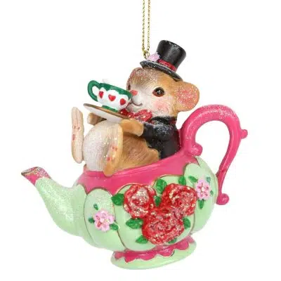 Gisela Graham Dormouse in Teapot Resin Dec