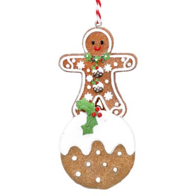 Gisela Graham Gingerbread Man on Christmas Pudding Dec