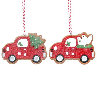 Gisela Graham Gingerbread Car Resin Dec -2 Assorted