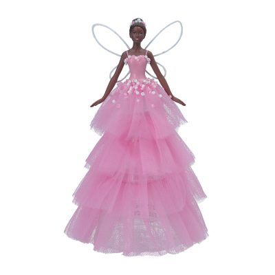 Gisela Graham Pink/Irid Ballerina Resin/Fabric Tree Topper Small