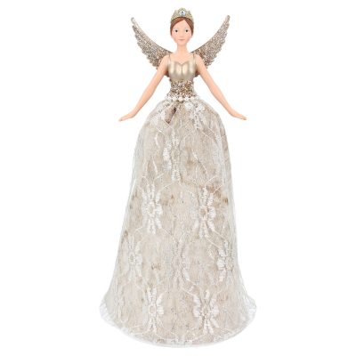 Gisela Graham Lux Gold Lace Tree Top Fairy - Large
