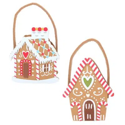 Gisela Graham Felt Gingerbread House Bag - 2 Assorted