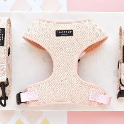 Cocopup Dog Harness - Luxe Embroidered Glitter Puperella Pink collection
