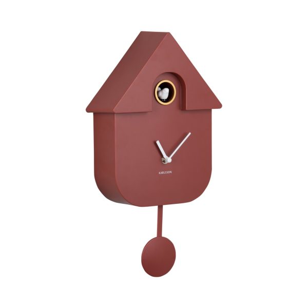Karlsson Wall Clock Modern Cuckoo Red Ochre