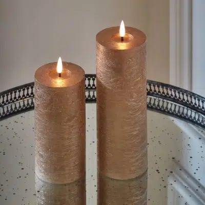 Dark champagne wax LED candle shimmery