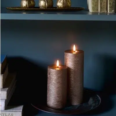 Alternative view of Lightstyle London Metallic Pillar Candles (Dark Champagne) | set of 2