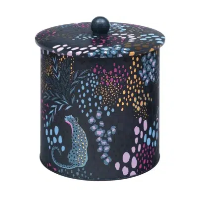 Sara Miller Midnight Leopard Biscuit Barrel