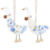 Gisela Graham Wood Dec 11cm – Blue Meadow Flat Goose, 2as
