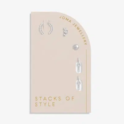 Joma Jewellery Stacks of Style Set of Earrings - Silver 5 Piece