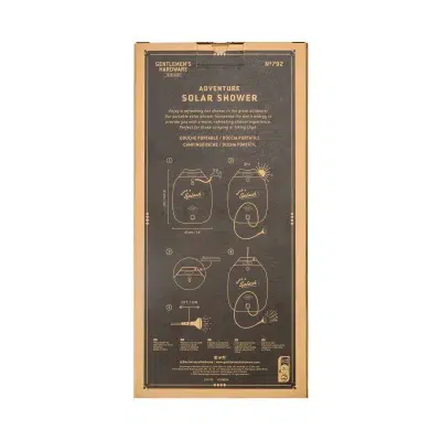 Gentleman’s Hardware Portable Solar Shower back of packaging