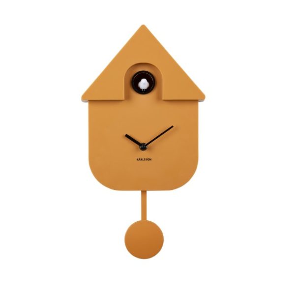 Karlsson Wall Clock Modern Cuckoo Ochre Yellow front