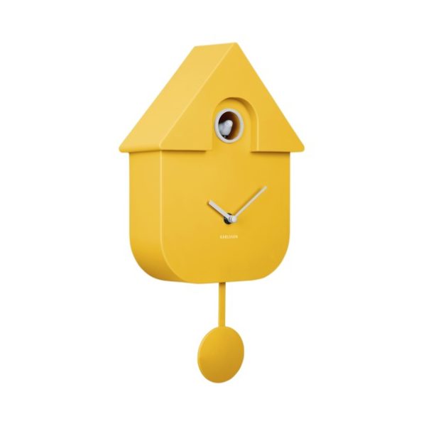 Karlsson Wall Clock Modern Cuckoo Bright Yellow
