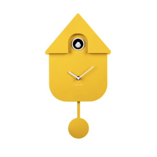 Karlsson Wall Clock Modern Cuckoo Bright Yellow