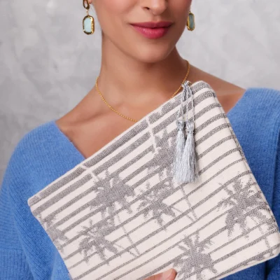 Ashiana Stripes & Palms Pouch bag ;ifestyle image