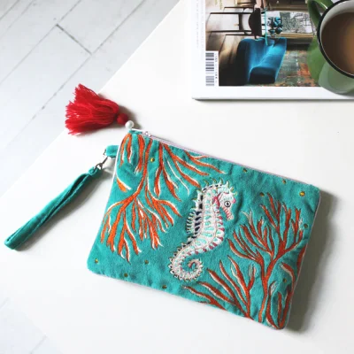 House of Disaster Coral Seahorse Clutch BagHouse of Disaster Coral Seahorse Clutch Bag