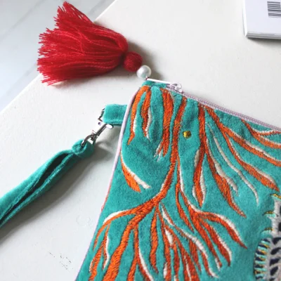 House of Disaster Coral Seahorse Clutch Bag detail