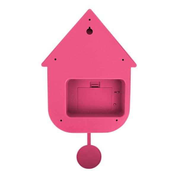 Karlsson Wall Clock Modern Cuckoo Bright Pink close up