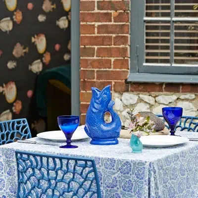 Gurgly Azure Blue Large Glug Jug lifestyle image on dining table