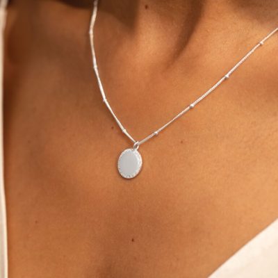 Joma Jewellery Sterling Silver 'Happy 30th Birthday' Necklace on model