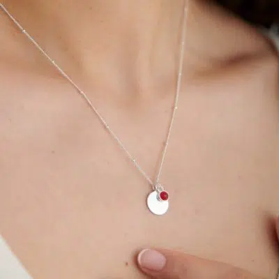 Joma Jewellery Sterling Silver Birthstone A Little 'January' Necklace jjs0070 on model