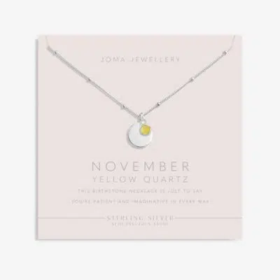 Joma Jewellery Sterling Silver Birthstone A Little 'November' Necklace on poem card