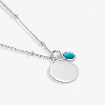 Joma Jewellery Sterling Silver Birthstone A Little 'December' Necklace in detail