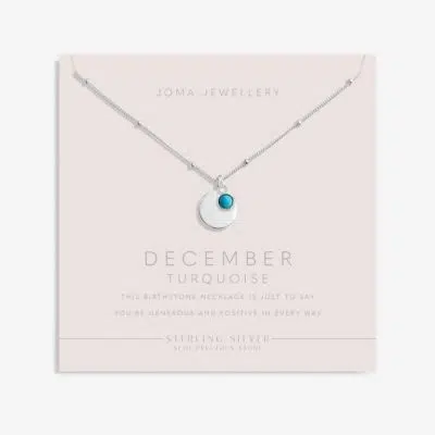 Joma Jewellery Sterling Silver Birthstone A Little 'December' Necklace jjs0081 on poem card