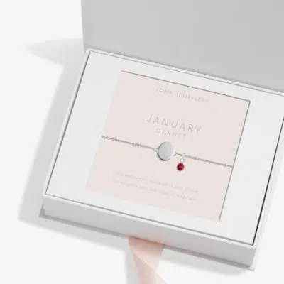 Joma Jewellery Sterling Silver Birthstone A Little 'January' Bracelet in gift box